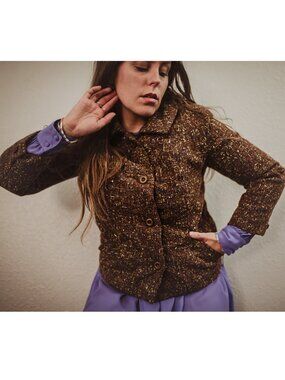 Vintage 50s Tweed Flecked Blazer Jacket | Size XS-M Petite